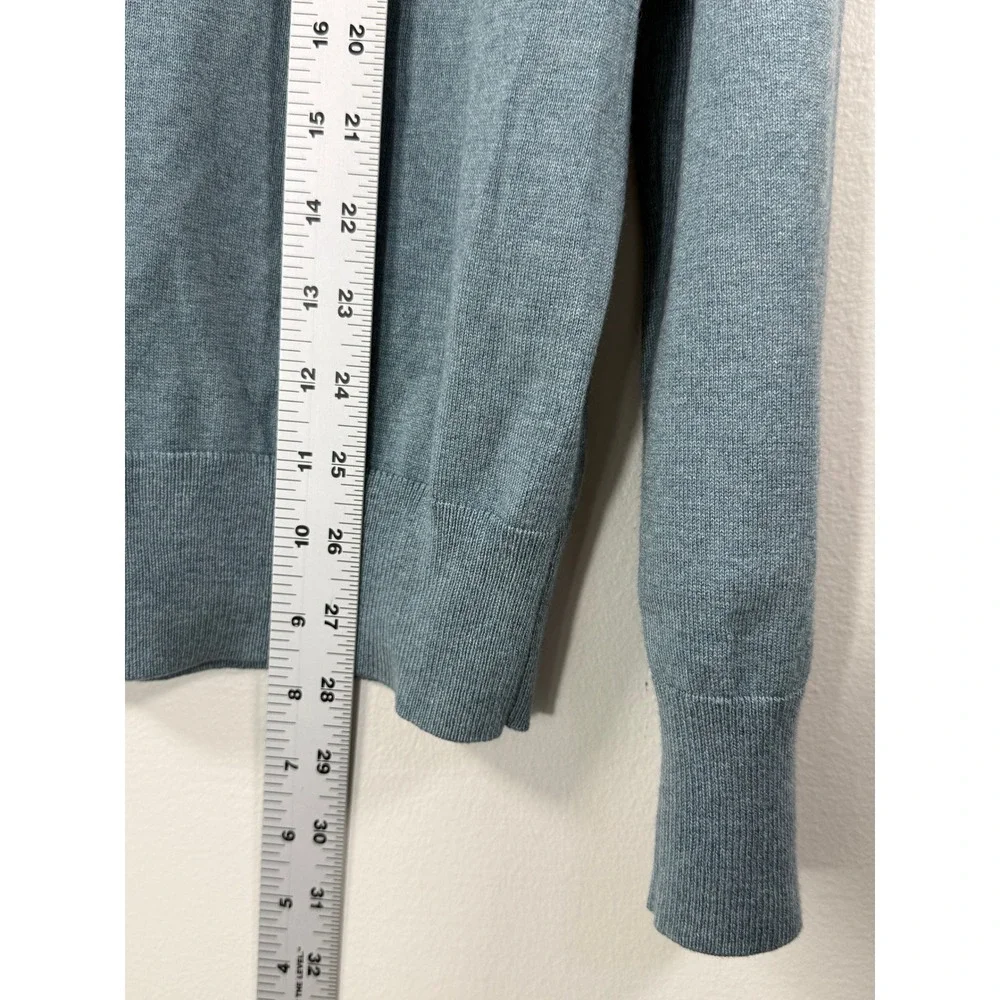 Banana Republic Mens L Silk Cotton Cashmere V-Neck Sweater Blue Teal Luxury